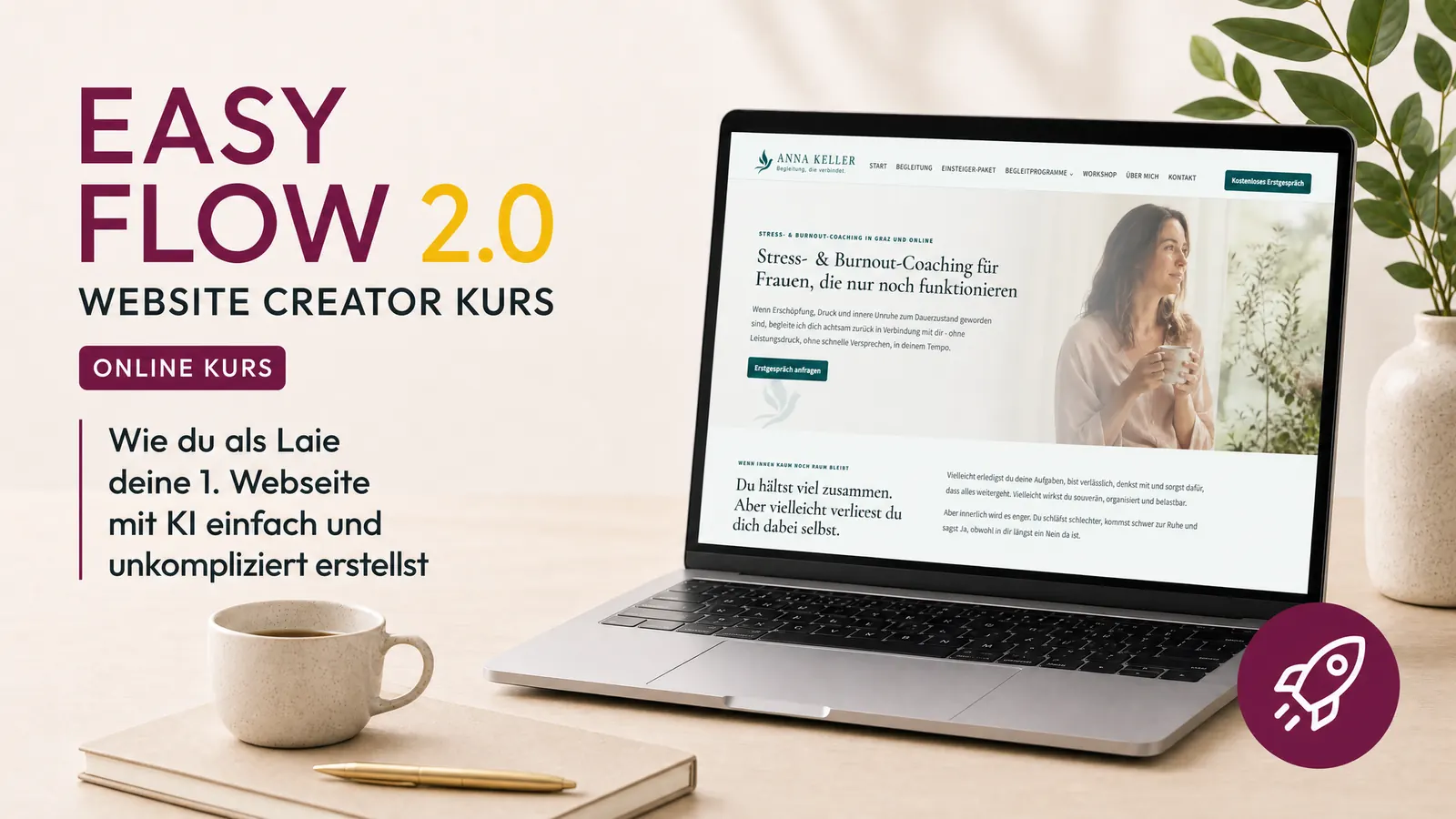 EasyFlow 2.0 Website Creator Kurs Mockup