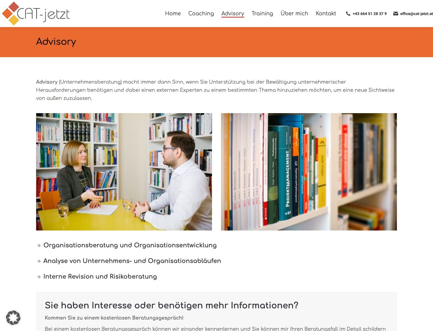 Unterseite Advisory der Website von Gudrun Mikula