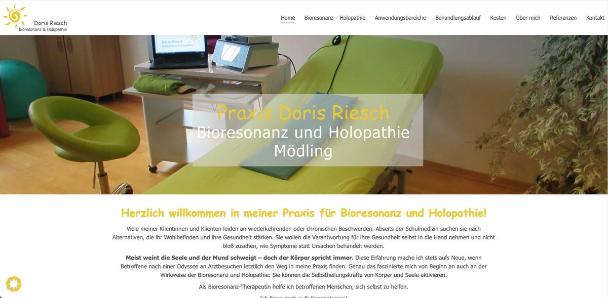 Screenshot der Website von Doris Riesch – Bioresonanz & Holopathie