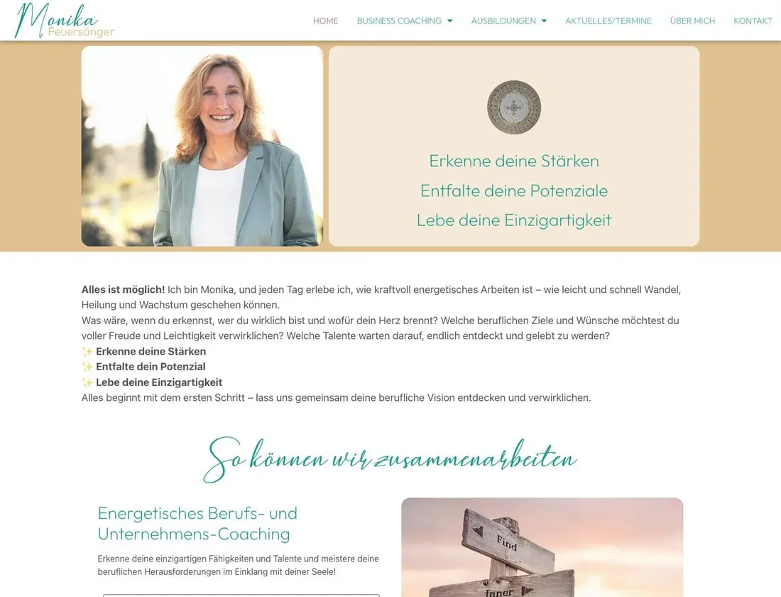 Website von Monika Feuersänger, umgesetzt von gocreate