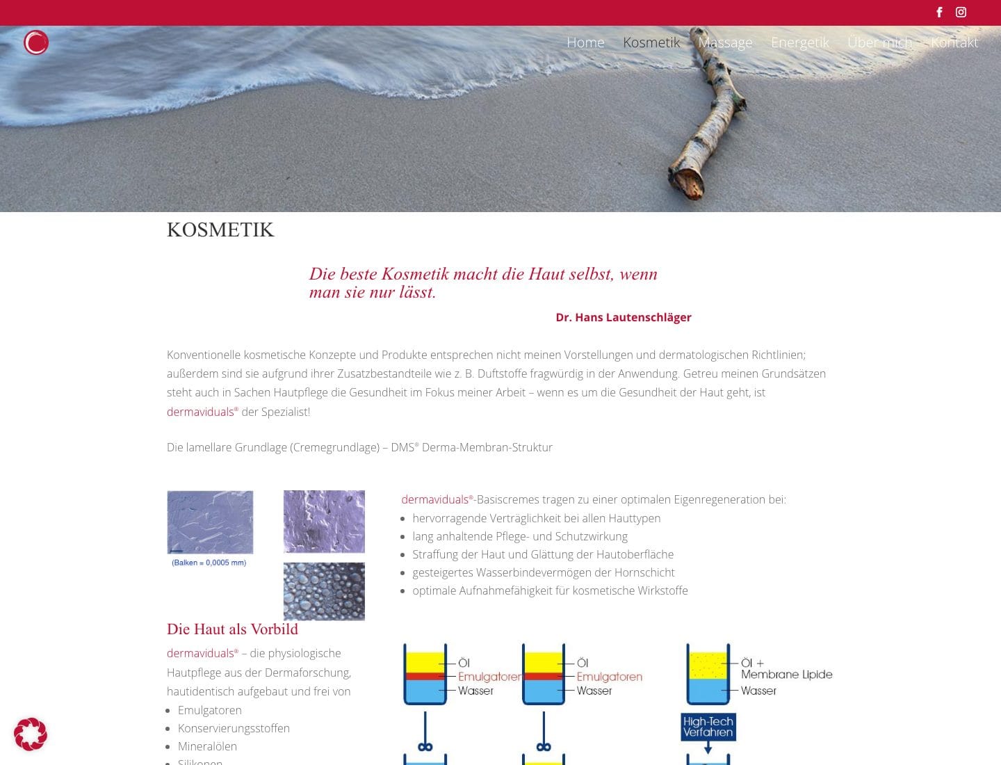 Unterseite Kosmetik der Website von Martin Zink