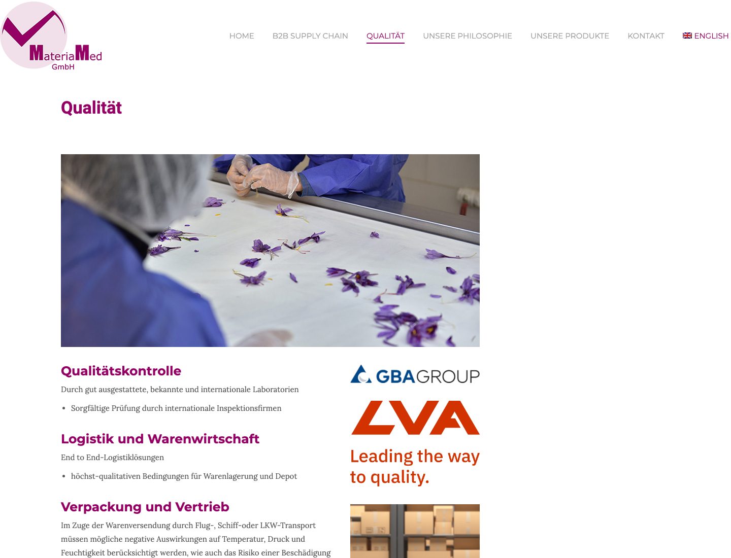 Unterseite Qualität der Website von Materia Med