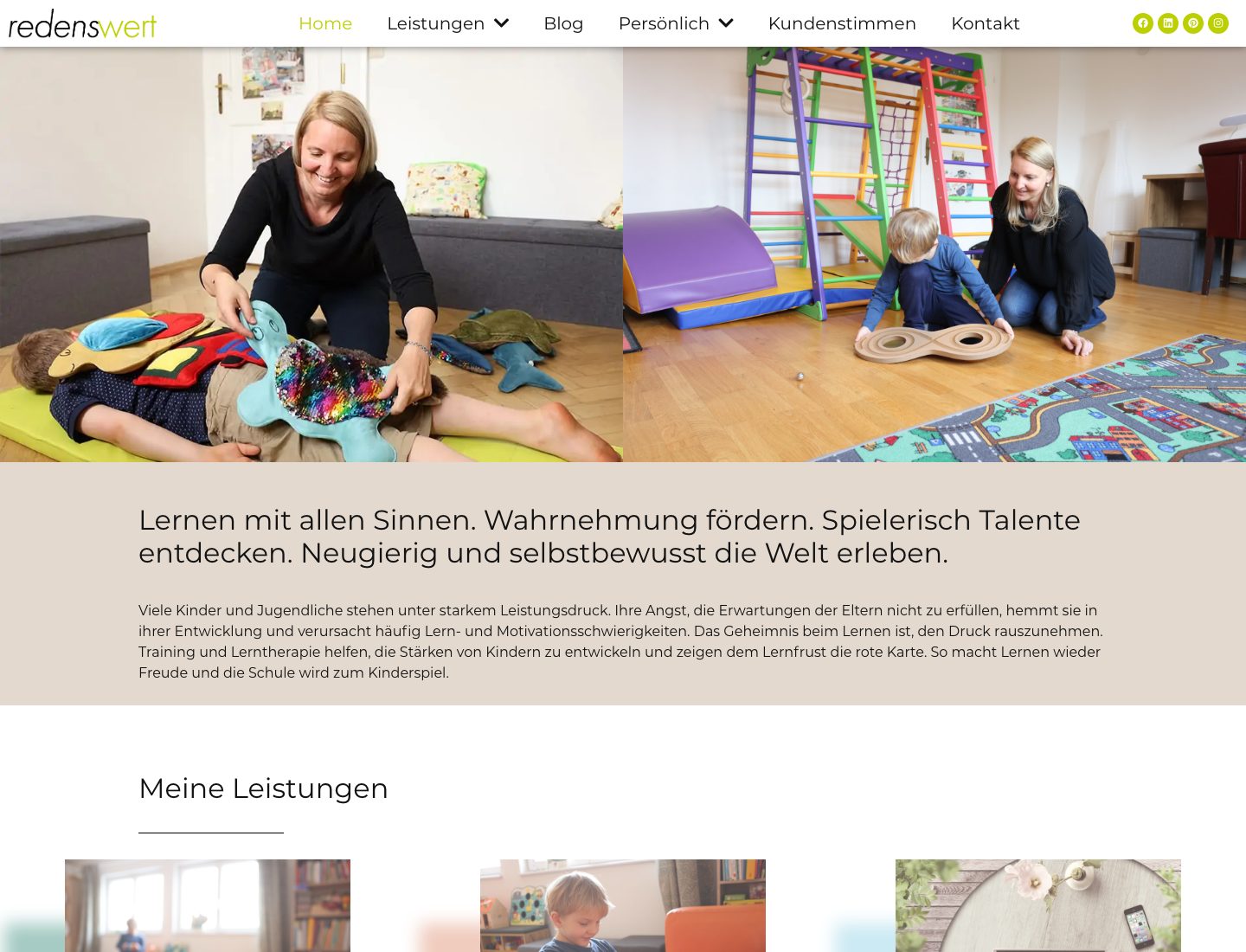 Startseite der Website von Redenswert