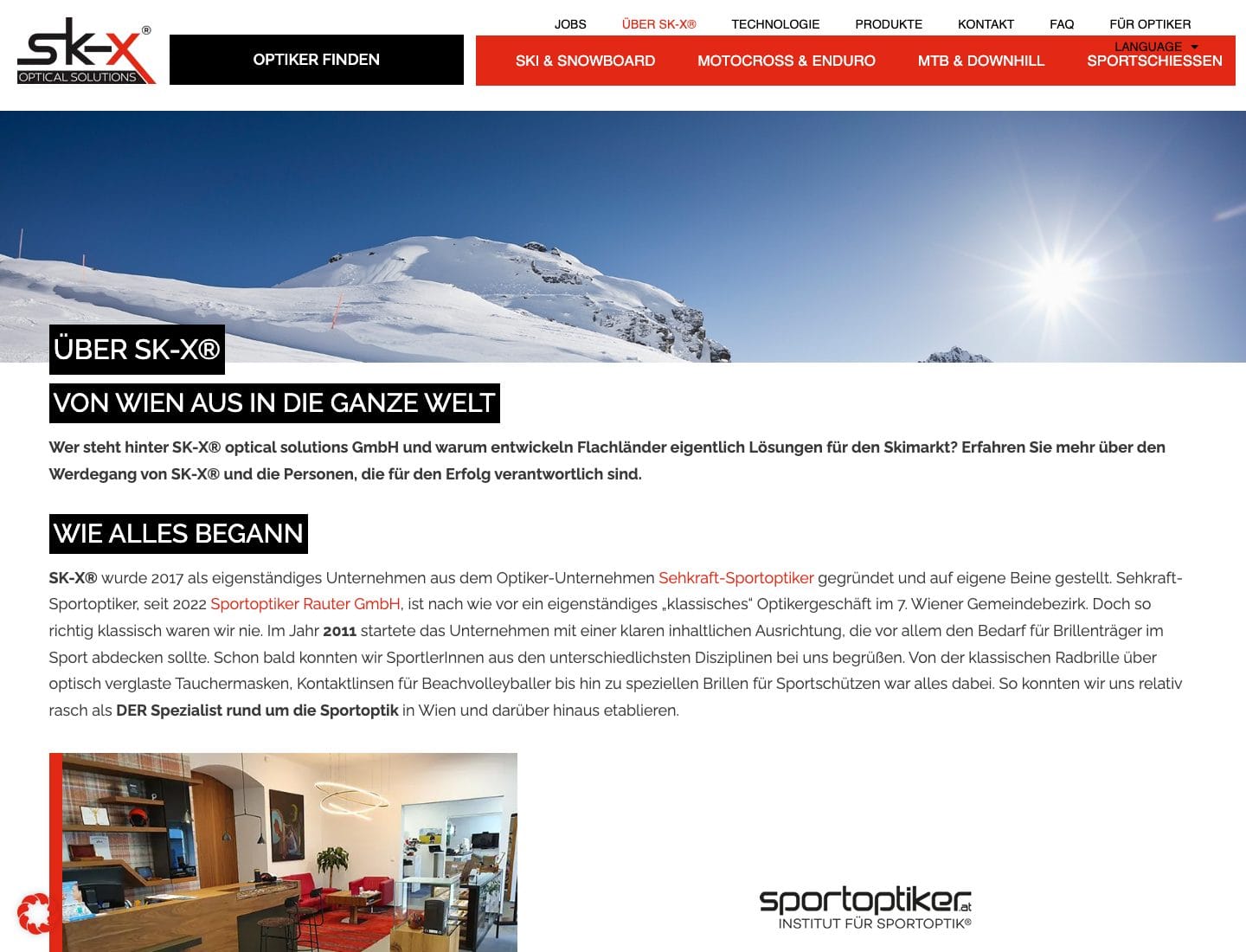 Unterseite Über SK-X® der Website von SK-X