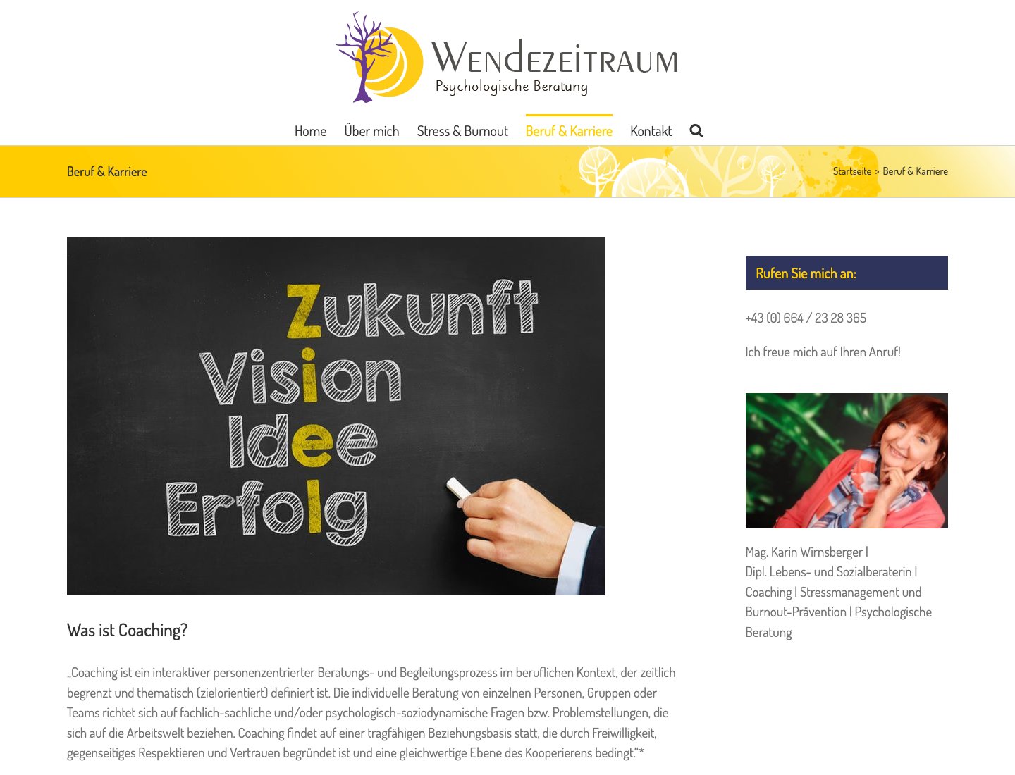 Unterseite Beruf und Karriere der Website von Wendezeitraum