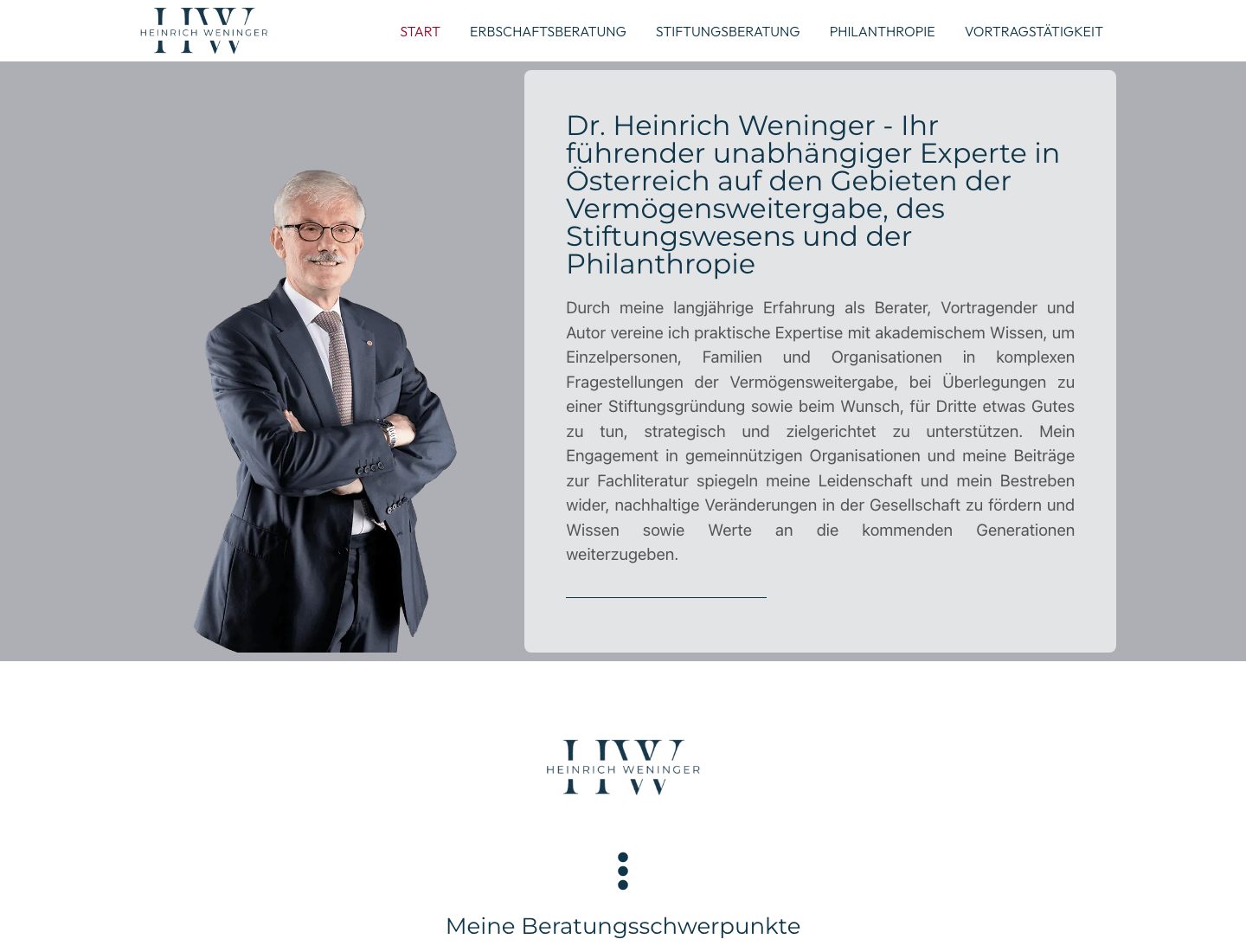 Startseite der Website von Dr. Heinrich Weninger