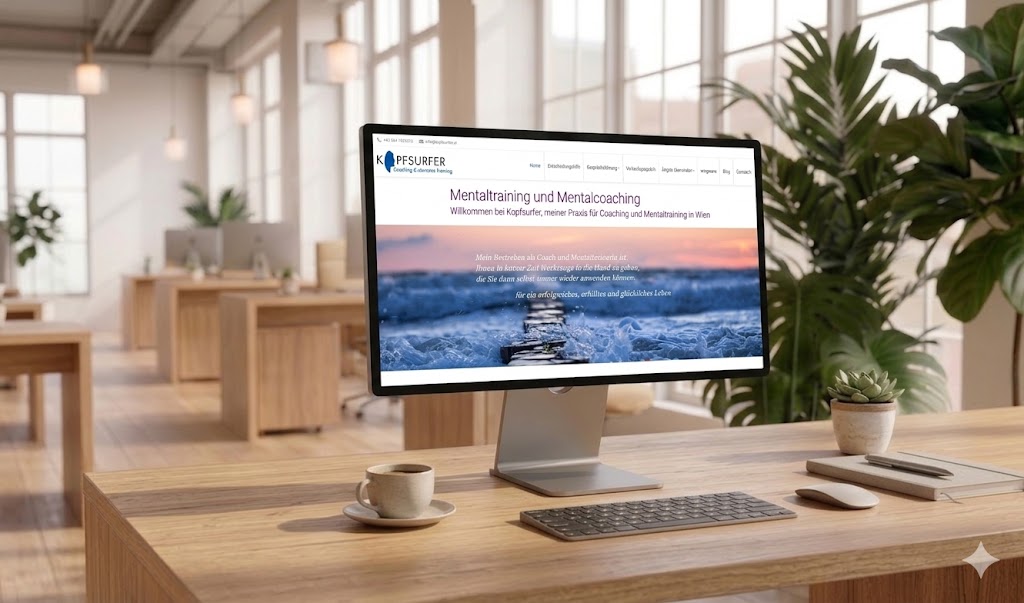 Webdesign und digitales Corporate Design: Kundenprojekt Kopfsurfer am Monitor